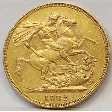 AUSTRALIA 1882 . ONE 1 SOVEREIGN . MELBOURNE . GOLD